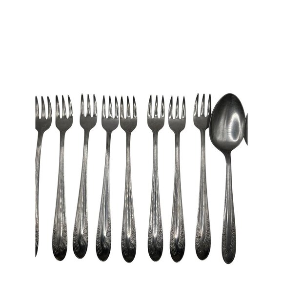 Vintage J.G. Stainless Japan Seafood Forks & Table Spoons Set silver - Picture 2 of 4